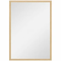 HOMCOM Wall Bathroom Mirror, 70 x 50 cm Wall-Mounted Mirror for Living Room, Bedroom, Hallway, Natural Wood(m-1)