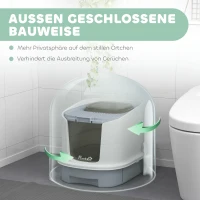 PawHut Kattenbak met deksel boveninstap schep uitschuifbare lade voor katten tot 4,5 kg, 40,5x52,5x42,5 cm Grijs(m-4)