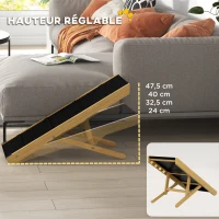 PawHut Rampe pliable pour chiens en bois facile à transporter, 4 hauteurs, 83,5 x 35 x 47,5 cm, bois naturel(m-5)