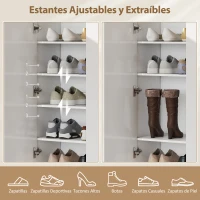 HOMCOM Zapatero Entrada Recibidor con 2 Puertas con Cierre Suave y Estantes Ajustables para 20 Pares de Zapatos Blanco Brillo(m-4)