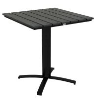 Outsunny Terrastafel, voor 4 personen, houtlook, aluminium frame, 70 x 70 x 76 cm, Grijs(m-10)