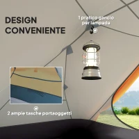 Outsunny Tenda da Campeggio 2 Posti con 2 Vestiboli, 2 Porte, 2 Finestre e Borsa di Trasporto, 2.8x2.25x1.1 cm, Arancione(m-7)