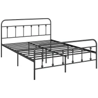 HOMCOM Cadre de lit 140 x 200 cm 2 personnes en acier sommier à lattes tête de lit et pied de lit rangement sous le lit noir(m-1)