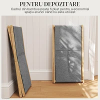 HOMCOM Coș pentru rufe pliabil 55L din material textil și cadru din bambus, lemn și gri(m-5)