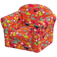 AIYAPLAY Kids Armchair with Dinosaur Design, Wooden Frame, for Bedroom, Playroom, Kids Room - Red(m-11)