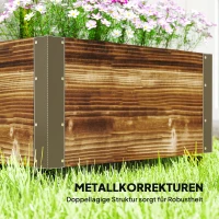 Outsunny plantenbak met latwerk bloembak latwerk rozenboog met klimhulp voor klimplanten tuinhout verkoold 65 x 31 x 147 cm(m-6)
