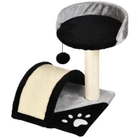 PawHut krabboom met speelballen, krabpaal voor katten, krabpaal met sisal, zwart + grijs, 36 x 36 x 44 cm 36 x 36 x 44 | Aosom.nl(m-1)