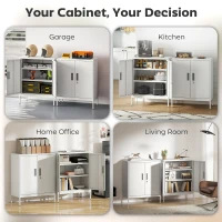 HOMCOM Metal Storage Cabinet with Lock and Adjustable Shelves - White(m-6)