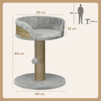 PawHut Krabpaal Kattenbed Kattenmand, incl. Speelbal, 40 cm x 40 cm x 49 cm, Grijs(m-3)