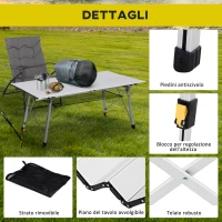 Outsunny Tavolo Pieghevole Avvolgibile in Alluminio con Custodia - Fino 40kg(m-7)