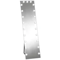 HOMCOM Volledige-lengte spiegel 150x40 cm RGB-LED staande spiegel met 21 gloeilampen 7 lichtkleuren touchschakelaar geheugenfunctie(m-1)