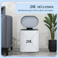 HOMCOM 20L Metal Kitchen Bin, with Soft-Close Lid - Grey(m-4)