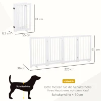 PawHut Hondenhek voor dieren opklapbaar hek steunvoeten 91 cm wit(m-3)