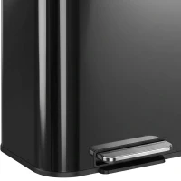 HOMCOM 50L Kitchen Bin, Metal Pedal Rubbish Bin with Soft Close and Stay-Open Lid, Removable Inner Bucket, High Gloss Black(m-11)
