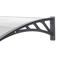 Outsunny Front Door Canopy Outdoor Awning Aluminium Rigid Plastic Polycarbonate Rain Shelter UV Water Rain Resistant 196 x 75cm Clear(m-9)