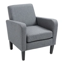 HOMCOM Modern Accent Chair, Occasional Chair with Rubber Wood Legs for Living Room, Bedroom, Grey(m-10)