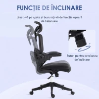 Vinsetto Scaun de Birou Reglabil pe Înălțime cu Funcție de Înclinare și Suport Lombar, 62x58x120-133 cm, Negru(m-9)