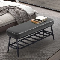 HOMCOM PU Leather Shoe Storage Bench - Charcoal Grey(m-7)