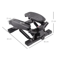 HOMCOM Portable Mini Stepper, Exercise Fitness Machine for Legs Arms Thigh Toner Toning Machine, Stair Steps Workout Training Fitness, w/ Resistance Bands and Floor Mat, Black(m-3)