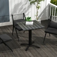 Outsunny Terrastafel, voor 4 personen, houtlook, aluminium frame, 70 x 70 x 76 cm, Grijs(m-2)