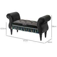 HOMCOM Gestoffeerde bank, zitbank, vintage-design, tot 150 kg, 117x40x58 cm, Donkergrijs(m-3)