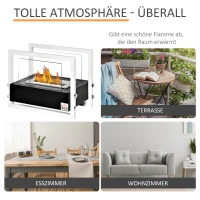 HOMCOM biohaard ethanol haard bio ethanol brander 1.5 l brandtijd geen rook metaal gehard glas zwart+wit 39,5 x 25 x 30 cm(m-7)