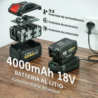 Outsunny Soffiatore per Foglie Cordless con Batteria da 4000mAh e Caricatore, 18V, Leggero con 6 Livelli di Velocità(m-5)