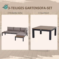 Outsunny 3-delige tuinset bank bijzettafel met kussens aluminium(m-4)
