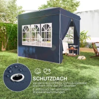 Outsunny 2,5 x 2,5 m pop-up paviljoen met zijwanden en draagtas, UPF50+ in hoogte verstelbaar tuintent, Donkerblauw(m-6)