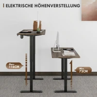 Vinsetto elektrisch bureau computertafel in hoogte verstelbaar metaal naturel zwart(m-4)
