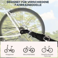 HOMCOM Fietskar Aanhangwagen voor fiets 40 kg laadvermogen Transportkar Handkar Trekhaak Staal Zwart 139 x 71,5 x 49 cm(m-8)