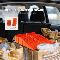 DURHAND Set 2 Rampe Auto din Plastic, Capacitate Maximă 5 Tone, 91x30x21 cm, Portocaliu(m-6)