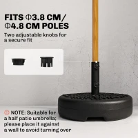 Outsunny Water/Sand Fillable Half Parasol Umbrella Base - Black(m-4)