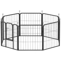 PawHut Eight-Panel Dog Playpen with Door, for Large Dogs, Indoors, Outdoors, 60cm Tall, Black(m-11)