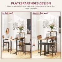 HOMCOM 3-delige Bartafelset, 1 Bartafel, 2 Stoelen, met Wijnrek, Glazenhouder, Open Planken, Voetensteunen, Bruin(m-7)