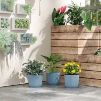 Outsunny Set of Three Ф22cm Planters - Blue(m-10)