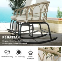 Outsunny Schommelstoelset Schommelstoelen Bistro-set, Boho-stijl, PE-rattan, weerbestendig, Crème(m-5)