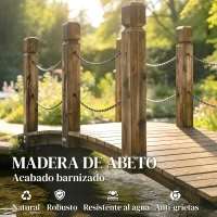 Outsunny Puente de Jardín de Madera 1,51 m Puente Decorativo para Estanques Rústico con Barandillas de Seguridad Carbonizado(m-4)