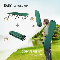 Outsunny Double Camping Cot Bed, with Bag - Green(m-5)