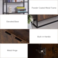 HOMCOM Industrial Bookshelf, Storage Shelf, Large Bookcase with 3 Open Shelves, Multifunctional Rack for Living Room, Office, Rustic Brown and Black(m-6)