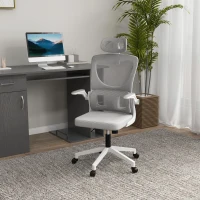Vinsetto Bureaustoel, in hoogte verstelbaar, kantelbare rugleuning, verstelbare hoofdsteun, tot 120 kg, 60x59x114-122 cm, Grijs(m-2)