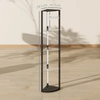 HOMCOM LED Floor Lamp with Shelves, Dimmable Standing Lamp with Foot Switch for Living Room, Bedroom, Black(m-3)