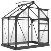 Outsunny Tuinkas Kas Kweekbak, Dakraam, bezoekbaar, verzinkte basis, weerbestendig, 190 cm x 132 cm x 201cm, Grijs(m-1)