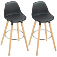 HOMCOM Set 2 Scaune de Bar Moderne din Piele Ecologică, Scaune Înalte de Bucătărie, Negru(m-11)