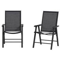 Outsunny Conjunto de 2 Sillas de Camping Plegables con Reposabrazos para Jardín Terraza Carga 110 kg 58x64x94 cm Gris Oscuro(m-11)