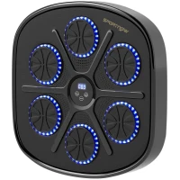 SPORTNOW Muziek Boks Machine, Ritmisch Boksapparaat, 9 Modi, Bluetooth, LED-Lichten, met Bokshandschoenen, Zwart(m-11)
