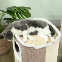 PawHut Krabton voor Katten, 3 Niveaus, Stevig, Zacht Pluche, Toevluchtsoord, Beige(m-9)