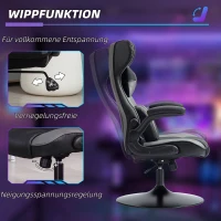 Vinsetto Gaming-Stuhl mit Schaukelfunktion, Drehstuhl, höhenverstellbar, gepolsterter Sitz, Metall, 67 x 71 x 112 cm, Grau(m-6)