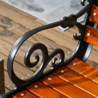 Outsunny Tuinbank voor 2 personen, decoratieve armleuningen, voor tuin en terras, gietaluminium + natuurlijk hout, 120 x 64 x 79 cm, teak(m-8)