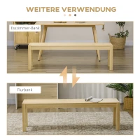 HOMCOM Massief houten bank, 3-zits, bank, keukenbank, grenenhout, naturel(m-6)